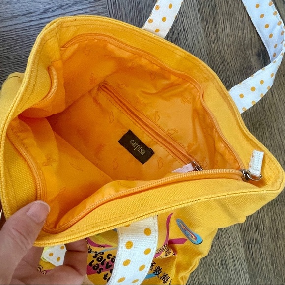 NWT Carpisa Canvas Tote Bag Yellow Gold Animals Friend. Help Save Turtles - Picture 6 of 9
